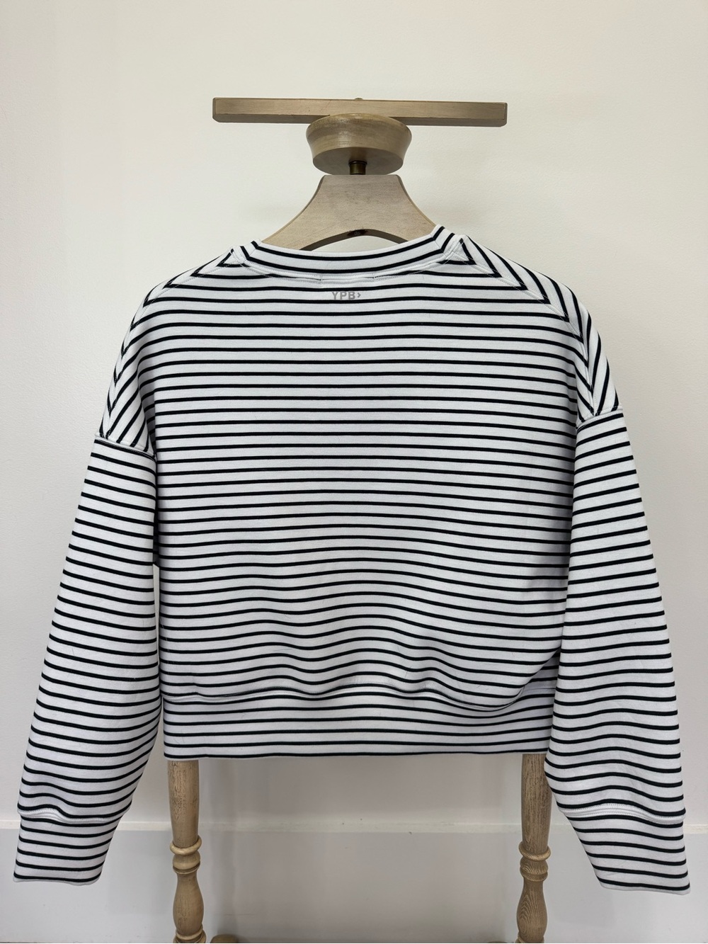 Abercrombie & Fitch YPB Workout Line Black and White Striped Crewneck Sweatshirt